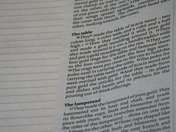 Close-up of text on a page with a dotted margin